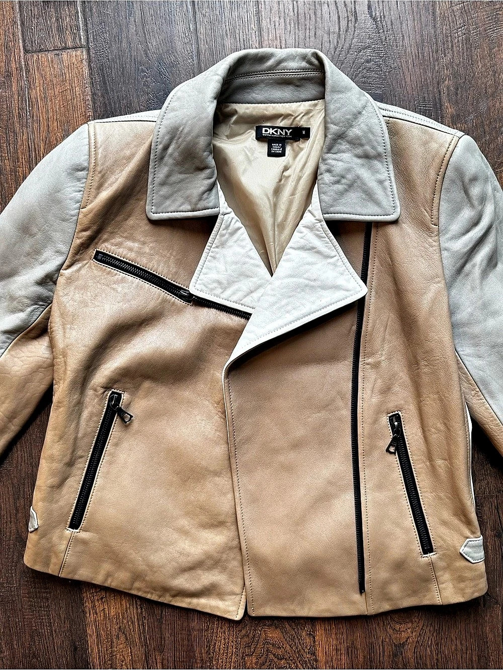 Donna Karen Lambskin Leather Jacket Size Medium